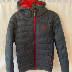 Spyder Kids Boys Insulated Full Zip Hoodie Jacket Size Large Navy Blue 14/16